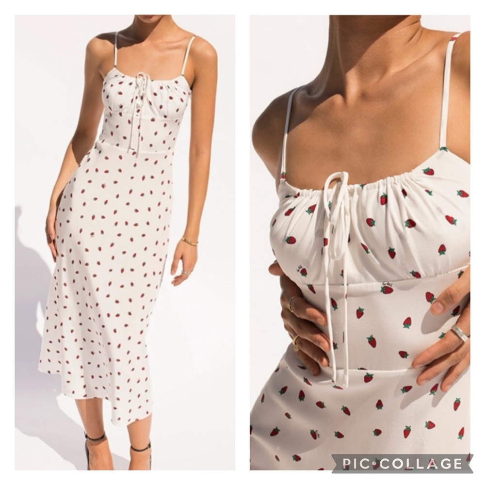 Réalisation The Alba Silk Dress in White Strawberry Size Large